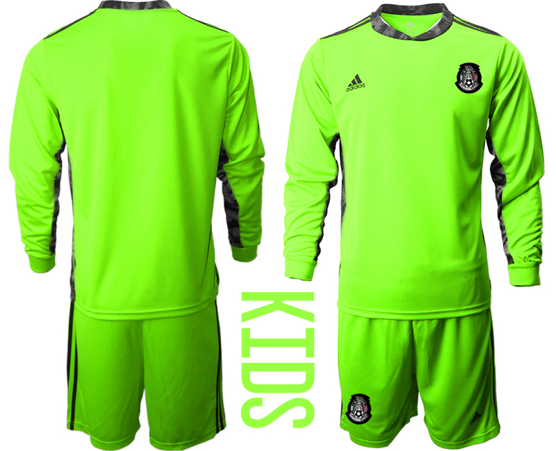 Youth 2020-2021 Season National team Mexico goalkeeper Long sleeve green Soccer Jersey
